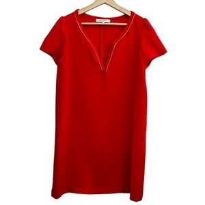 Gerard Darel V-Neck Short Sleeve Mini Shift Dress in Red size FR 40 /‎ US medium